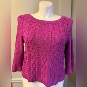 St. John Vibrant Pink Cable Knit Sweater